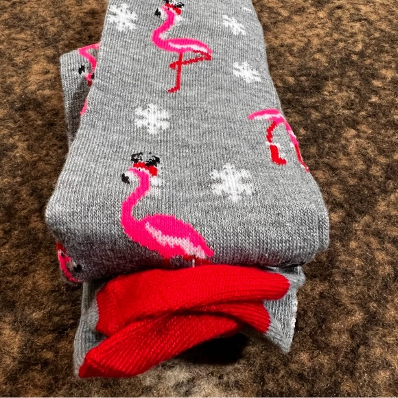 Mens Flamingos Christmas Holiday Socks - Picture 3 of 3